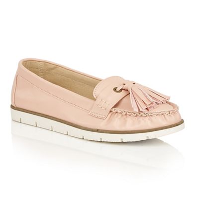 Pink 'Sheila' slip-on flat tassle loafers